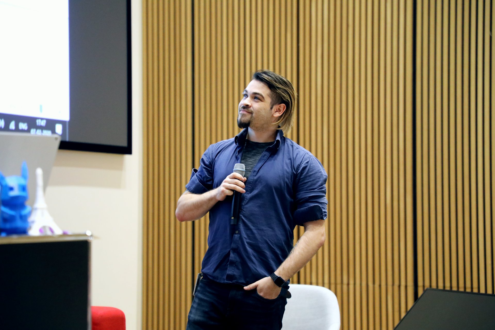 Chris speaking at a company event